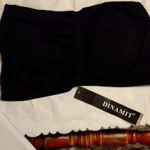 7x-8x Dinamit Women's Plus Size Seamless Padded Bandeau Tube Top, Black NWT
